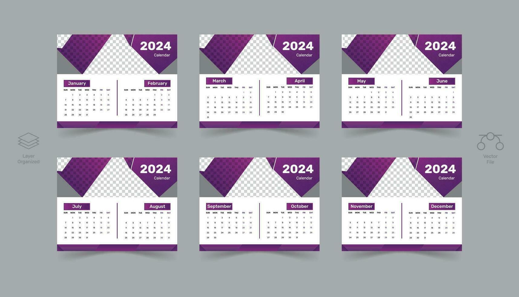 Modern Minimalist Calendar Design of 2024 vector