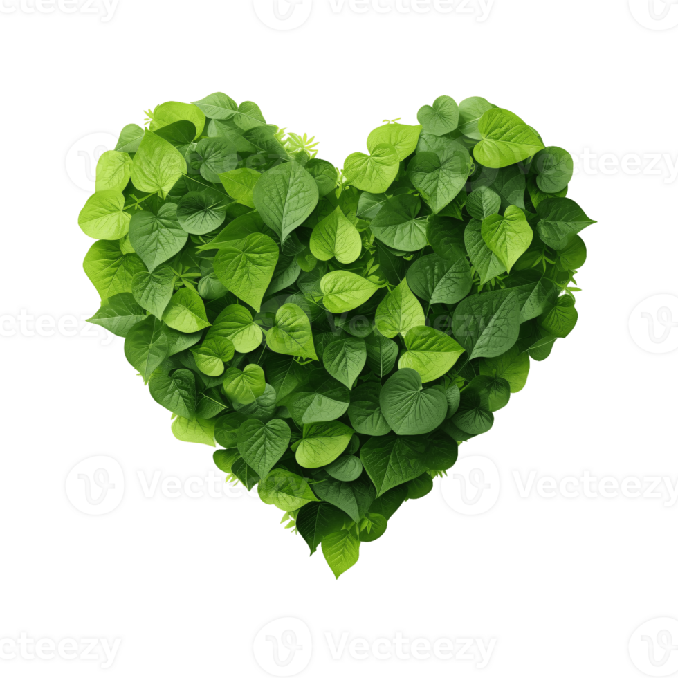 ai generative shaped icon made of green leaves isolated on transparent background png