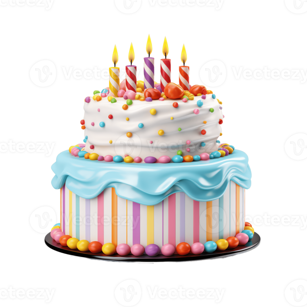 ai generative Birthday cake isolated on transparent background png