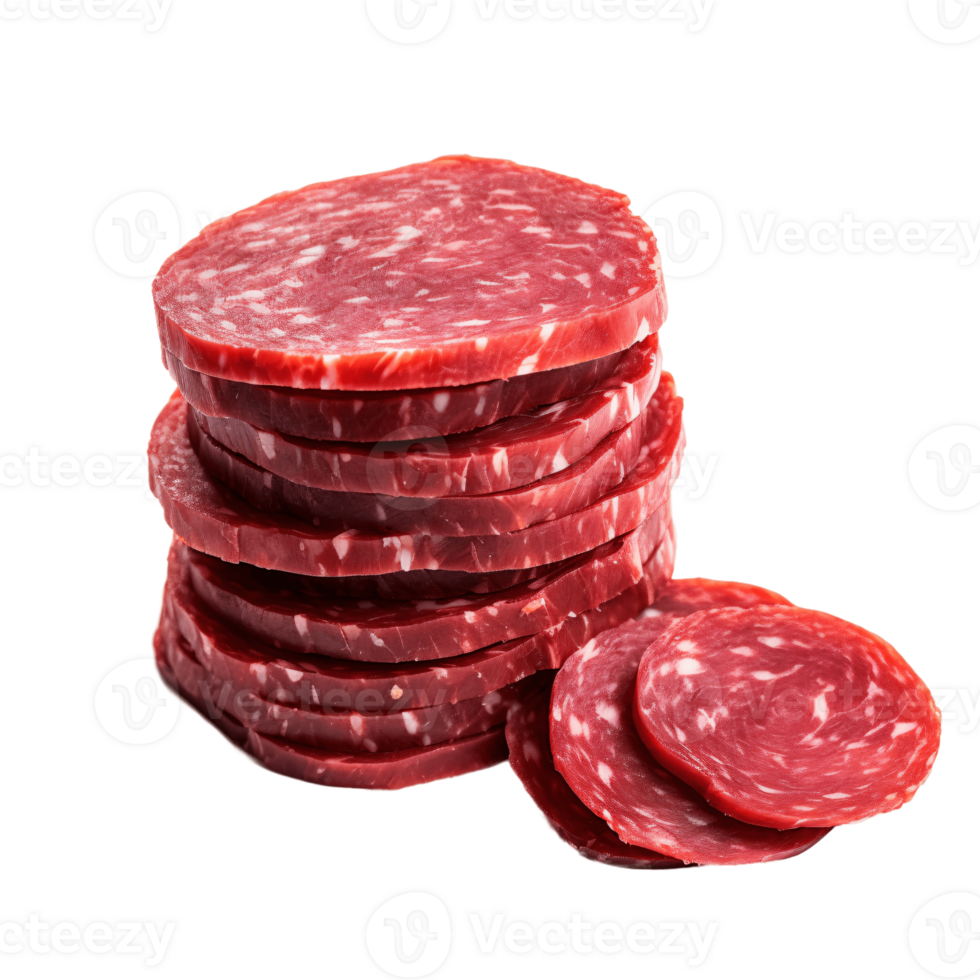 ai generative Chorizo, salami slices isolated on transparent background png