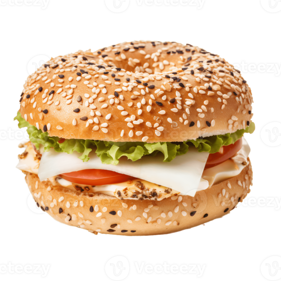 ai generative Bagel isolated on transparent background png