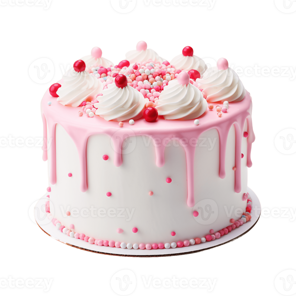 ai generative Birthday cake isolated on transparent background png