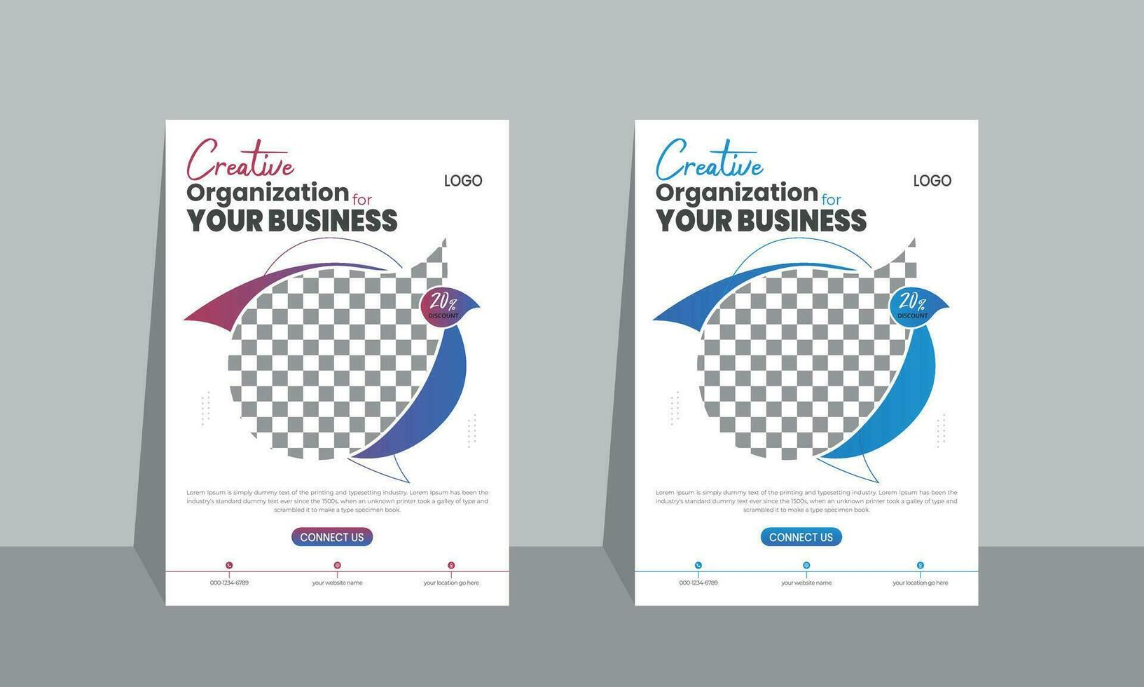 Simple vector flyer template design with image place, print ready editable format