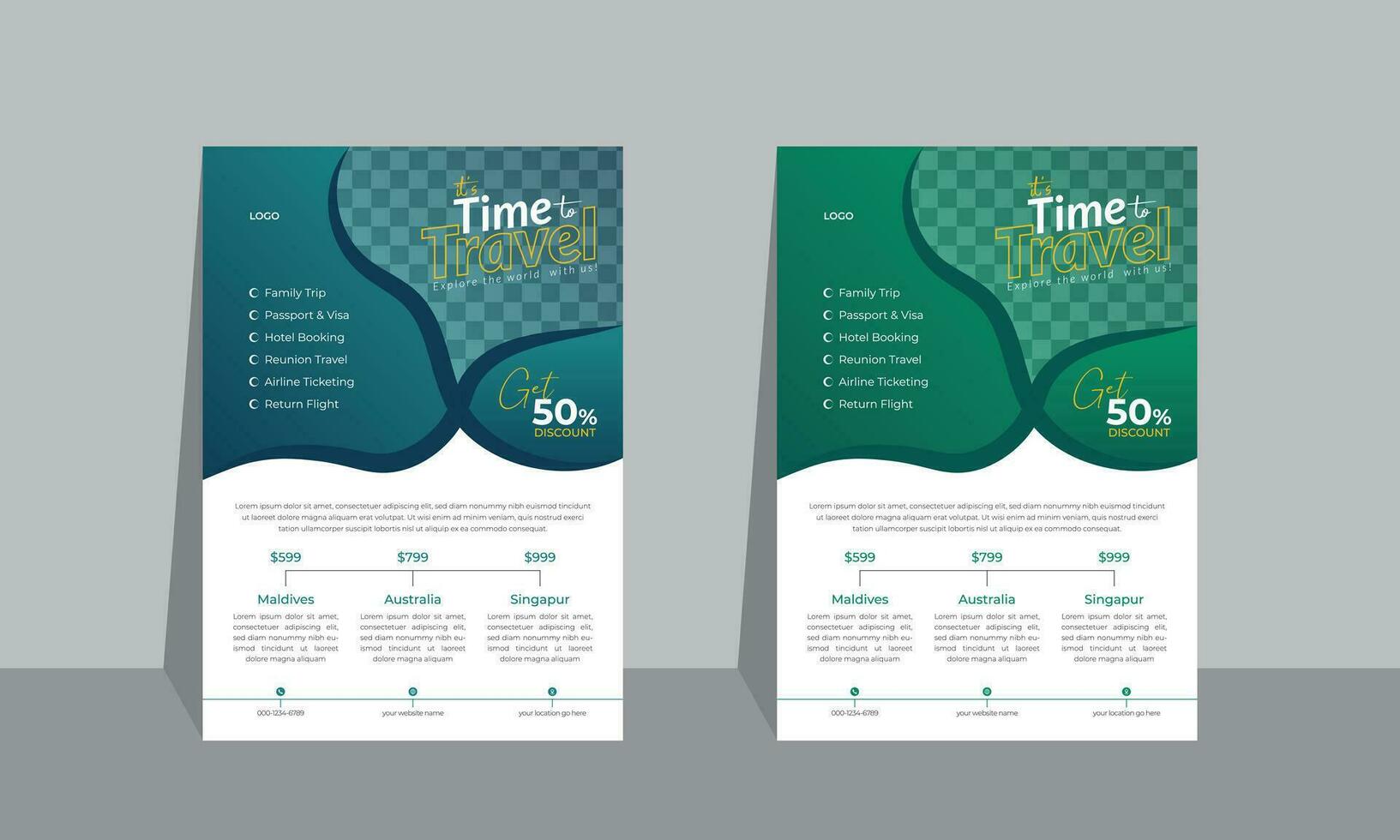 Modern travel flyer template or Brochure Template Business concept. vector