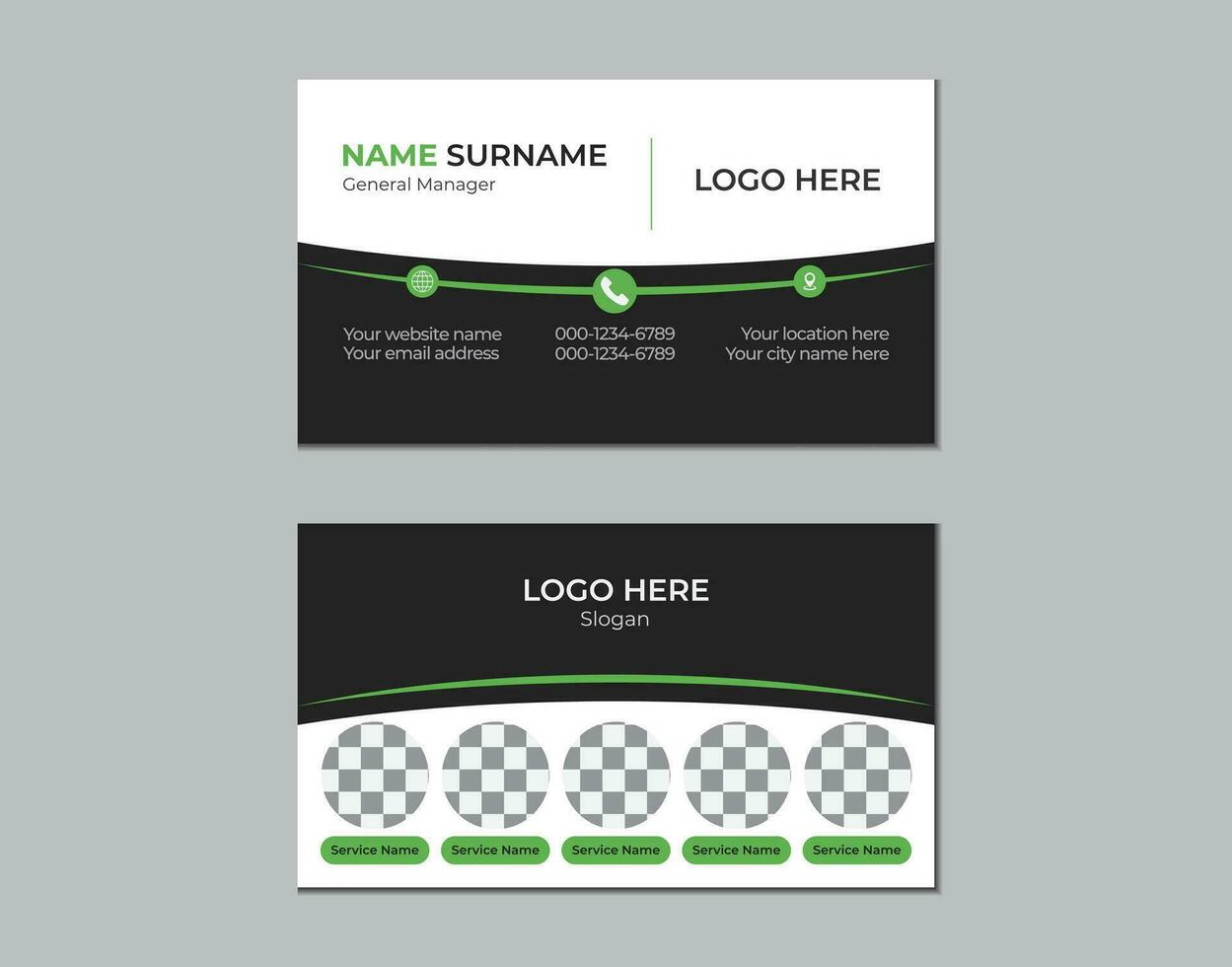 Simple business card template with services vector