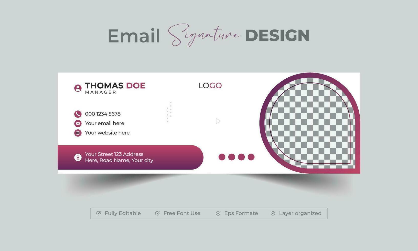 Clean colorful email signature or webinar email footer layout template vector