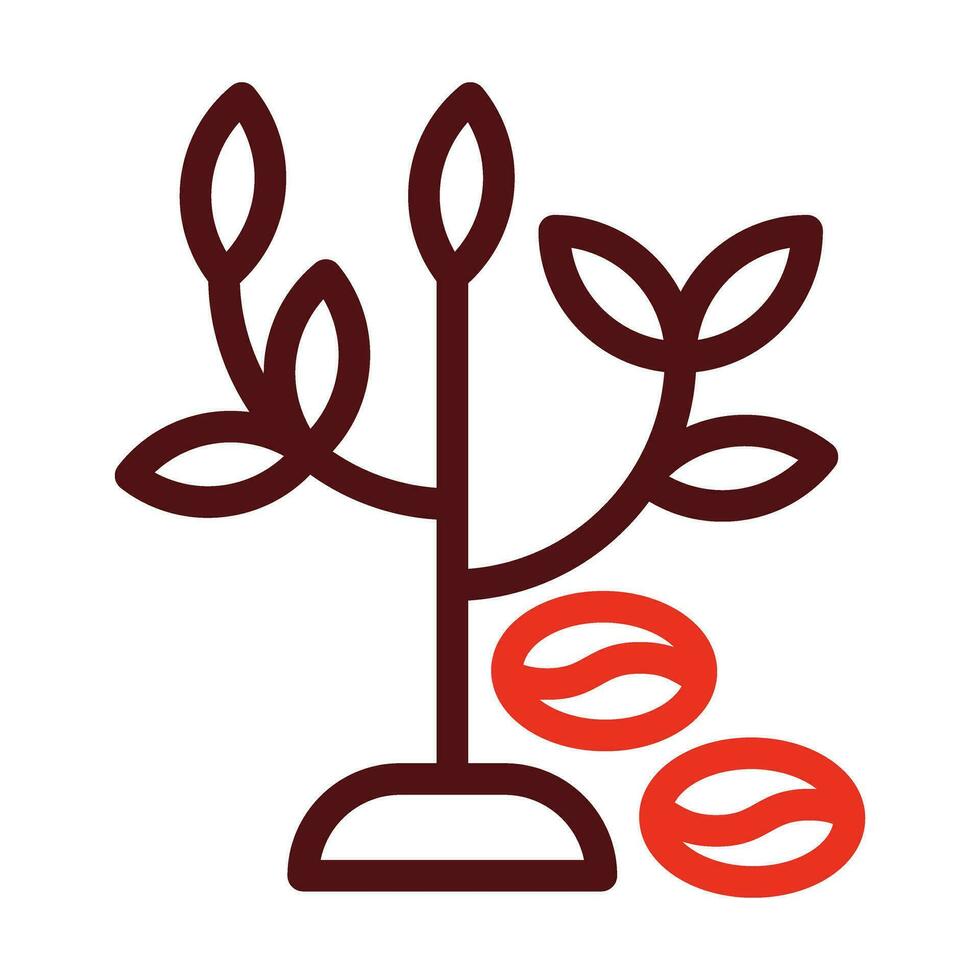 Coffee Tree Vector Thick Line Two Color Icons For Personal And Commercial Use.
