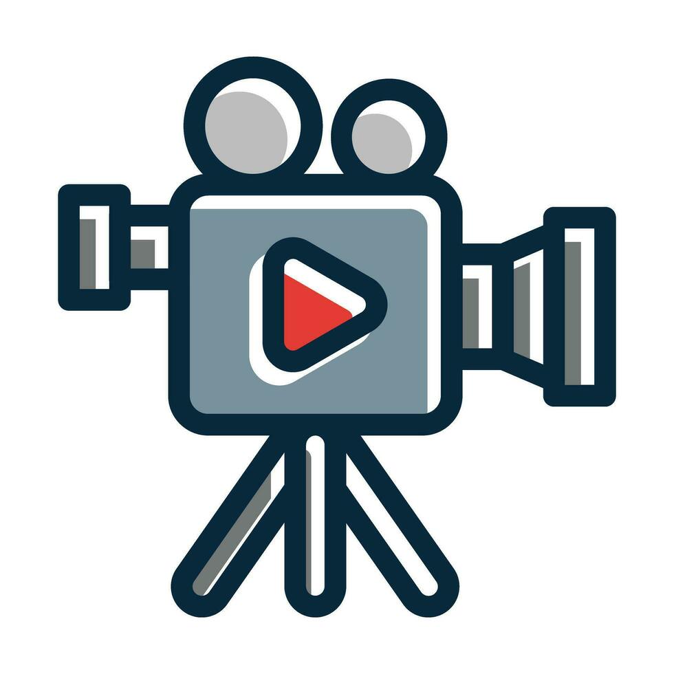 Movie Camera Vector Thick Line Filled Dark Colors Icons For Personal And Commercial Use.