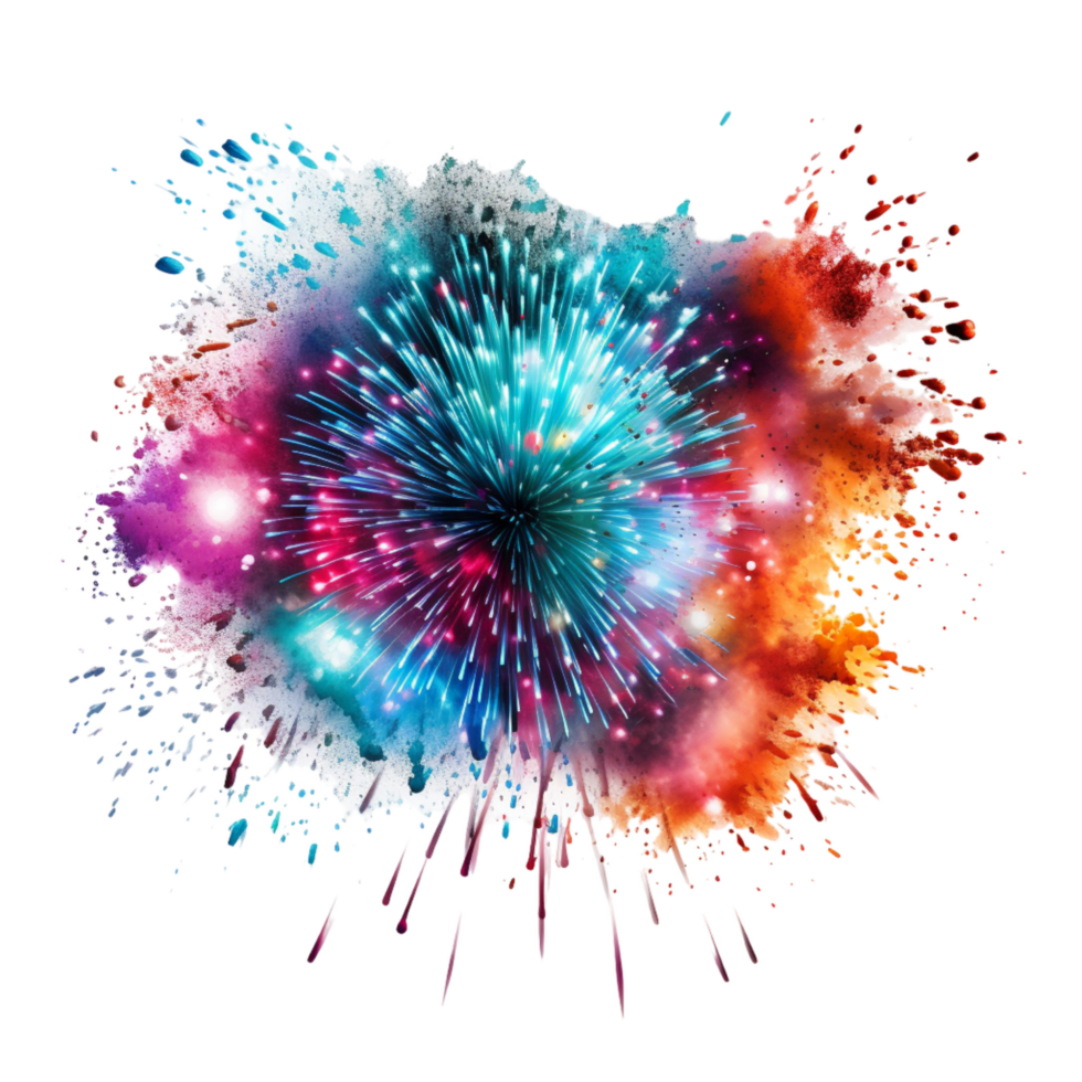 Colorful fireworks watercolor illustration, Ai generated png