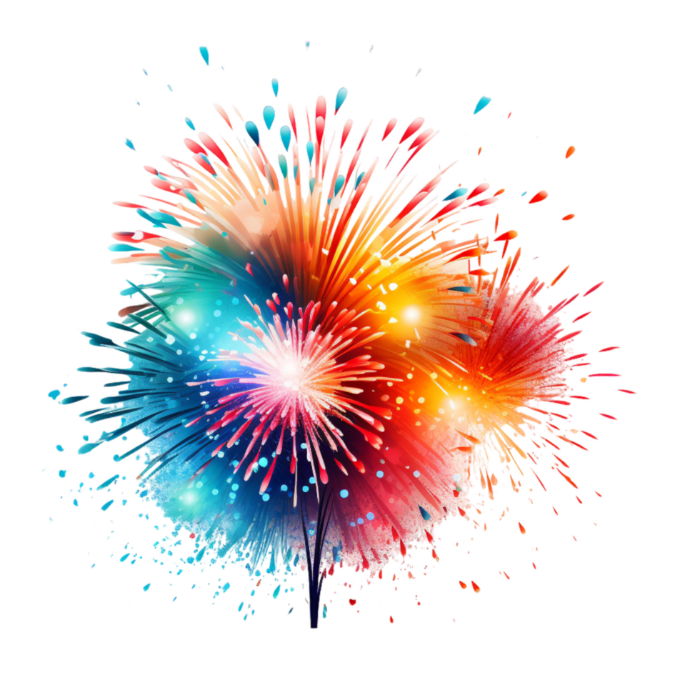 coloré feux d'artifice aquarelle illustration, ai généré png