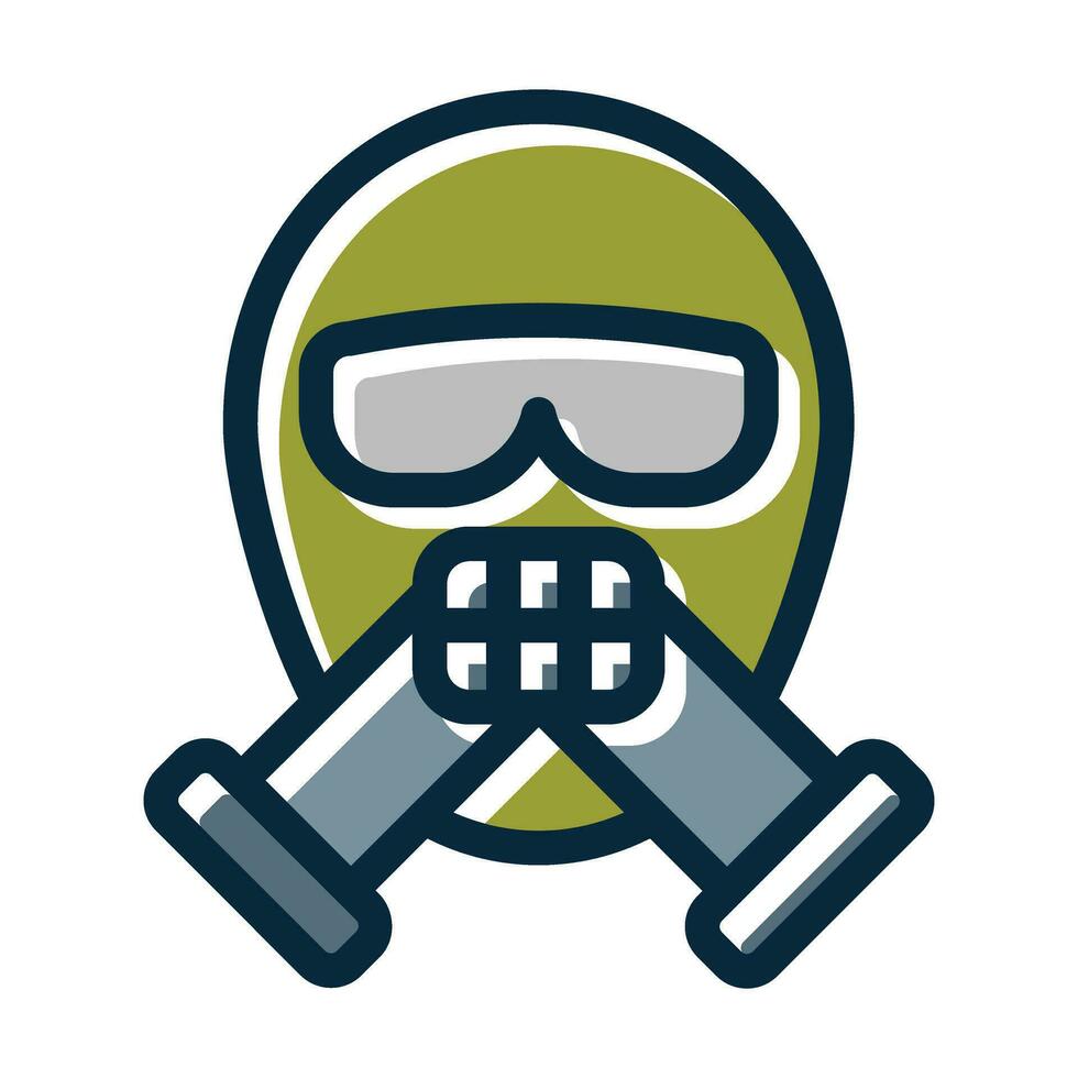 Gas Mask Vector Thick Line Filled Dark Colors Icons For Personal And Commercial Use.