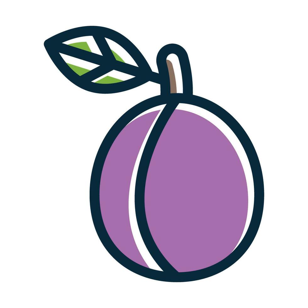 Plum Vector Thick Line Filled Dark Colors Icons For Personal And Commercial Use.