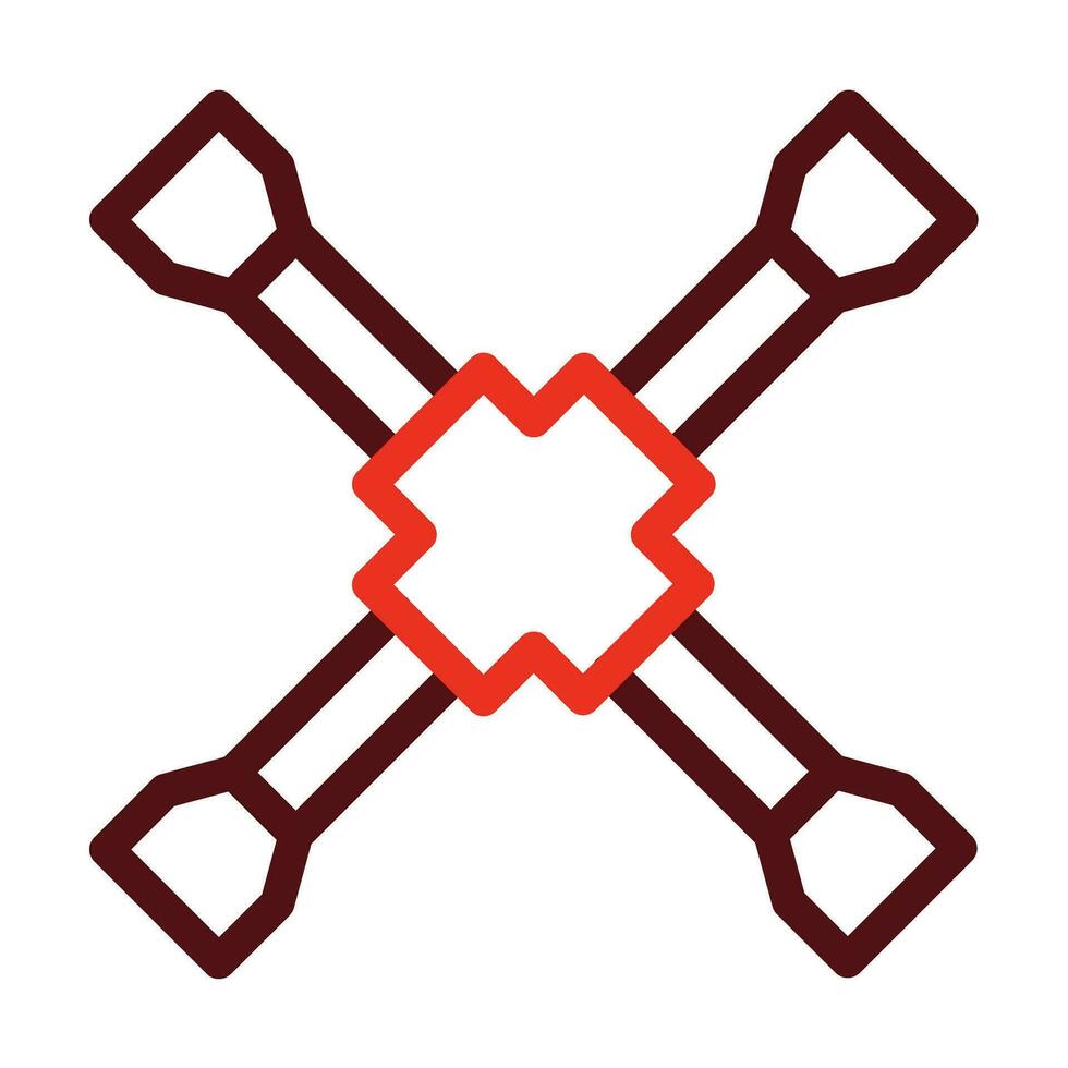 Lug Wrench Vector Thick Line Two Color Icons For Personal And Commercial Use.