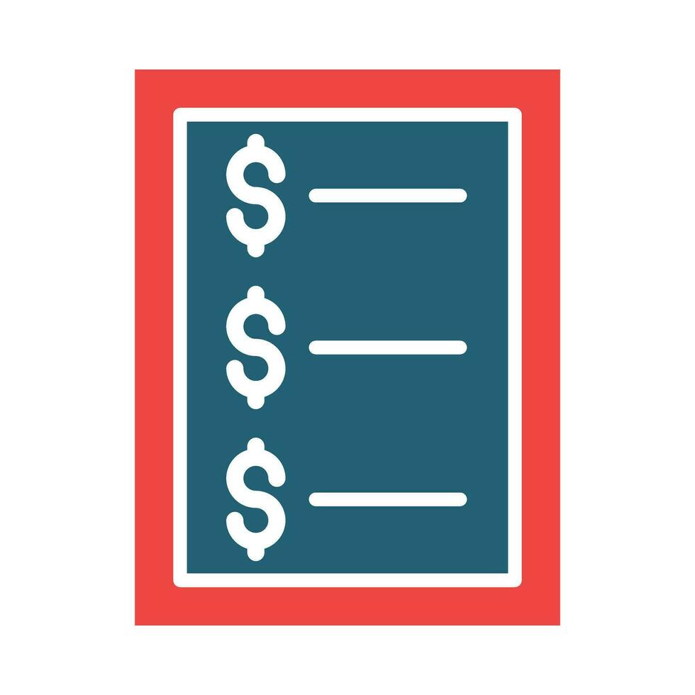 Price List Vector Glyph Two Color Icon For Personal And Commercial Use.