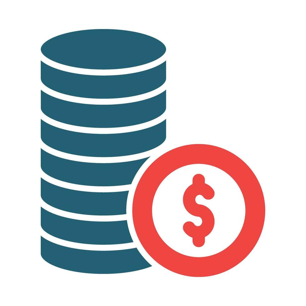 Coin Stack Vector Glyph Two Color Icon For Personal And Commercial Use.