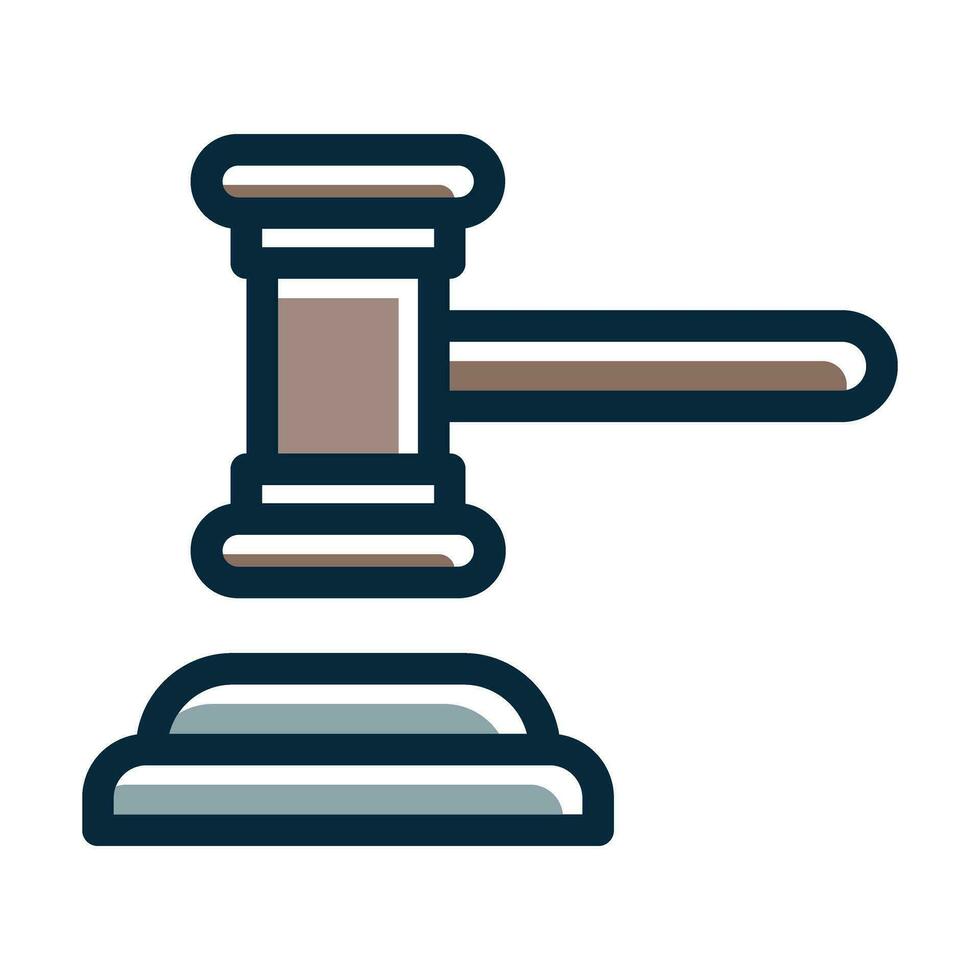 Court Gavel Vector Thick Line Filled Dark Colors Icons For Personal And Commercial Use.