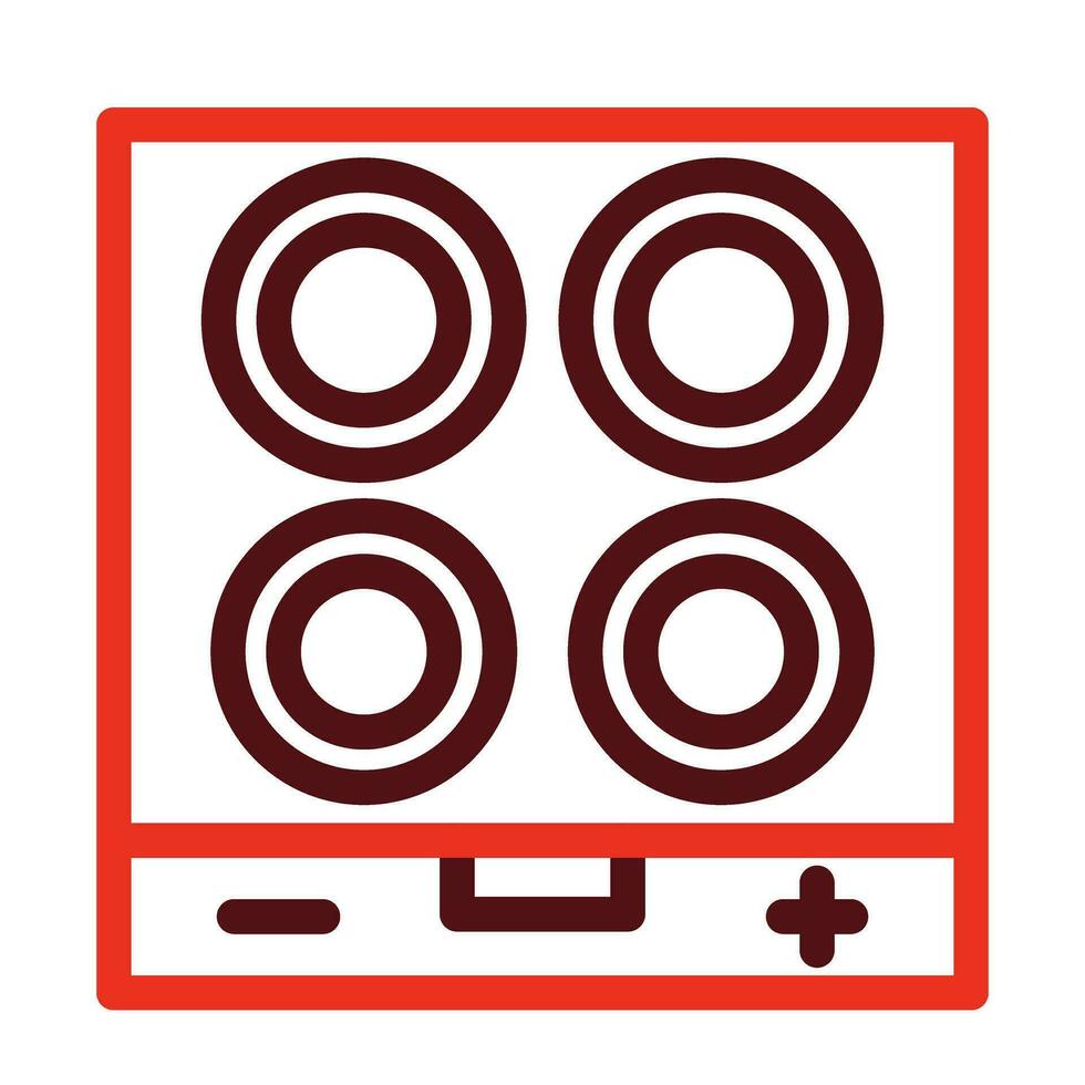 Electric Stove Vector Thick Line Two Color Icons For Personal And Commercial Use.