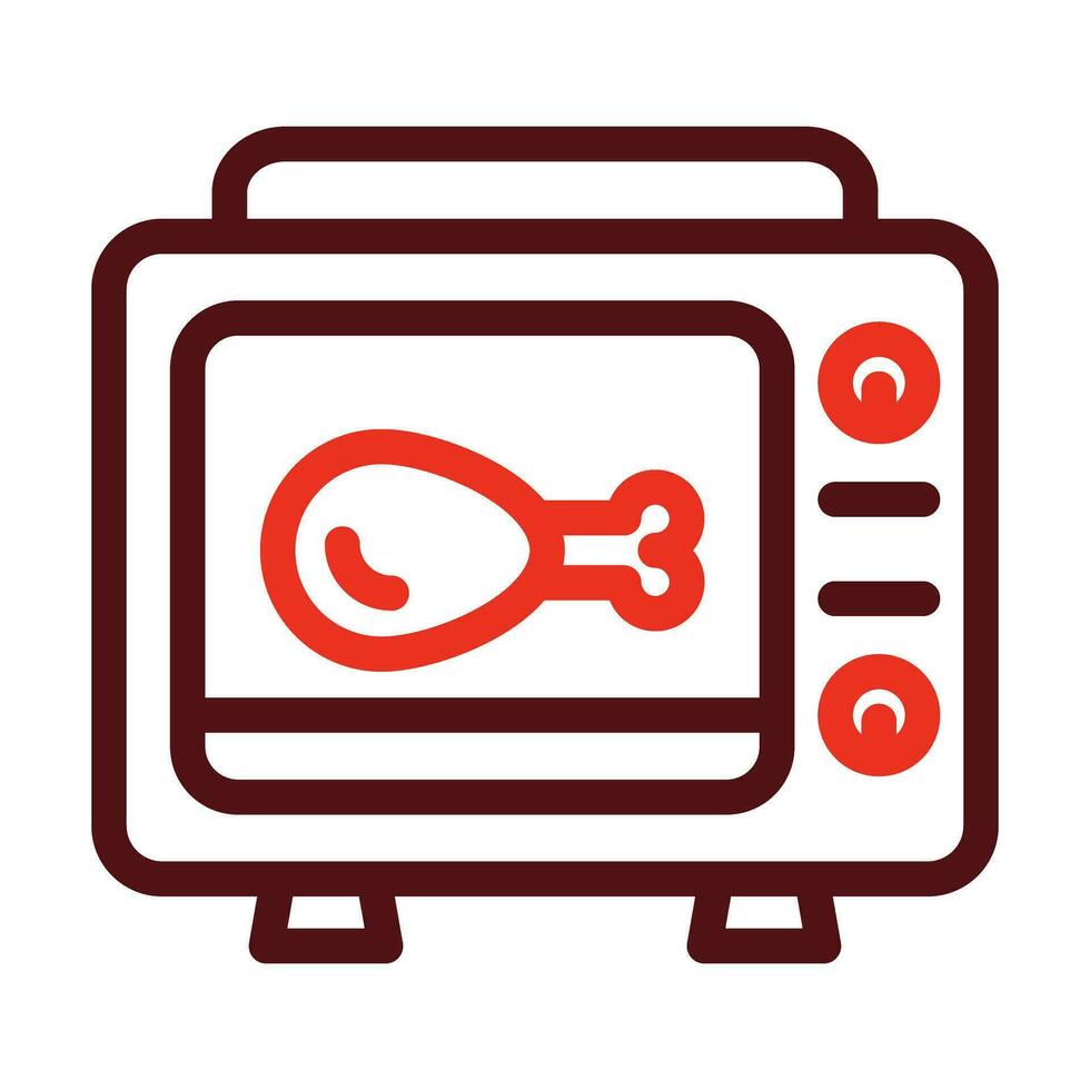 Microwave Oven Vector Thick Line Two Color Icons For Personal And Commercial Use.