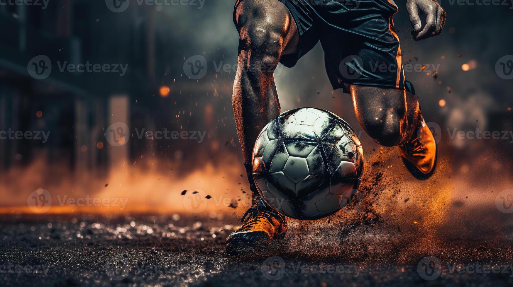 generativo ai, fútbol americano bota pateando un fútbol pelota, objetivo momento en el estadio foto