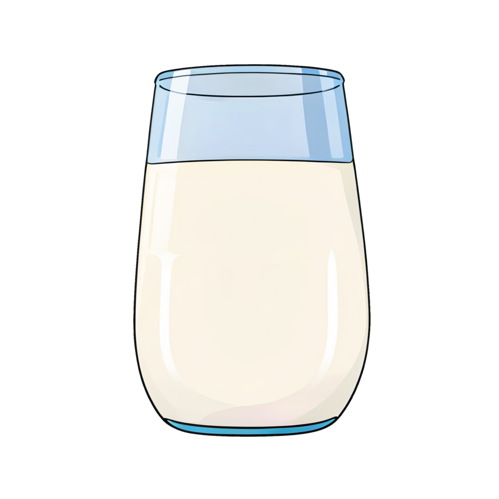 Glass of Milk Hand Drawn Cartoon Style Illustration AI Generated png