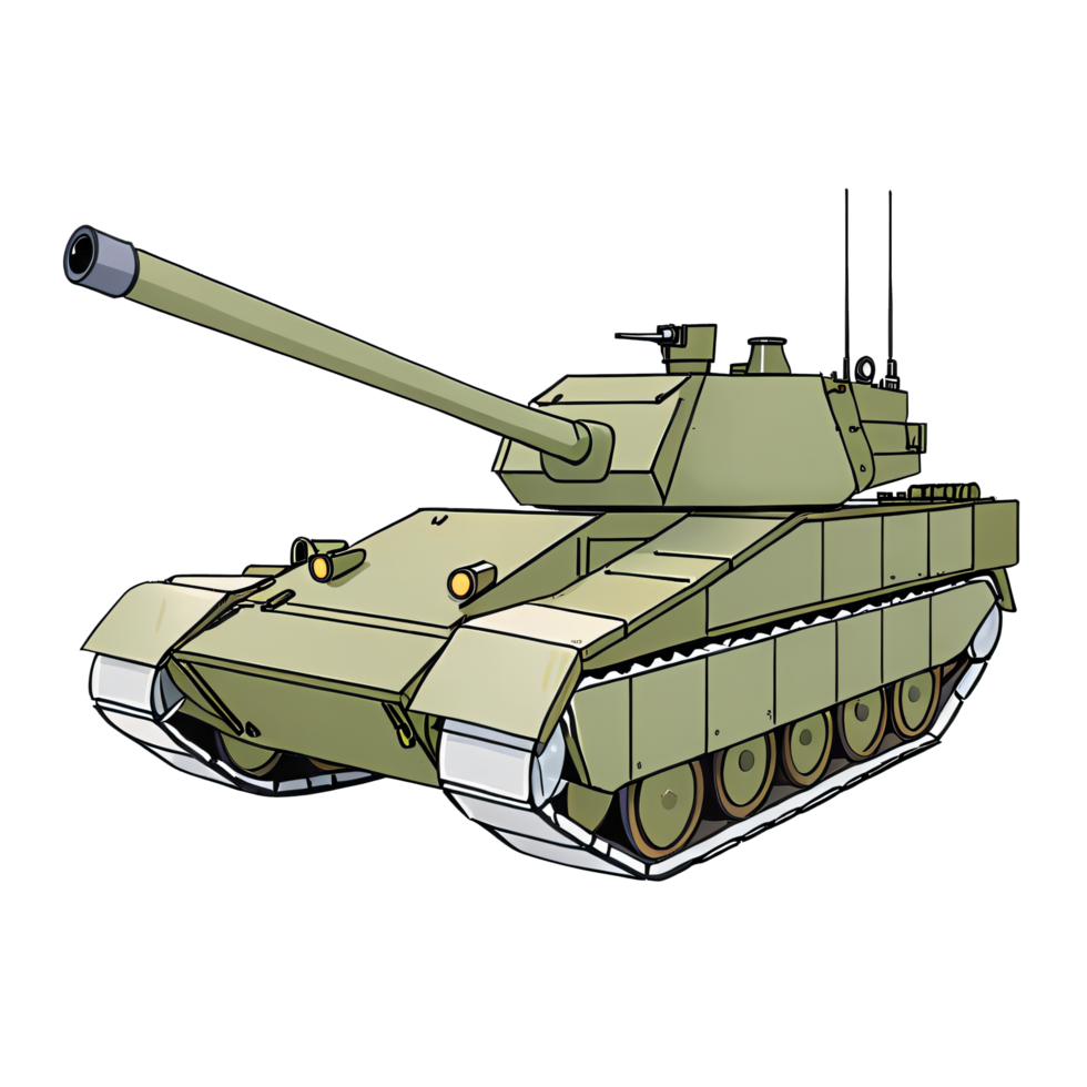 Tank Hand Drawn Cartoon Style Illustration AI Generated png