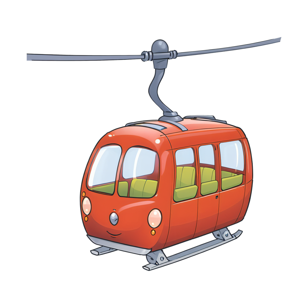 Cable Car Hand Drawn Cartoon Style Illustration AI Generated png