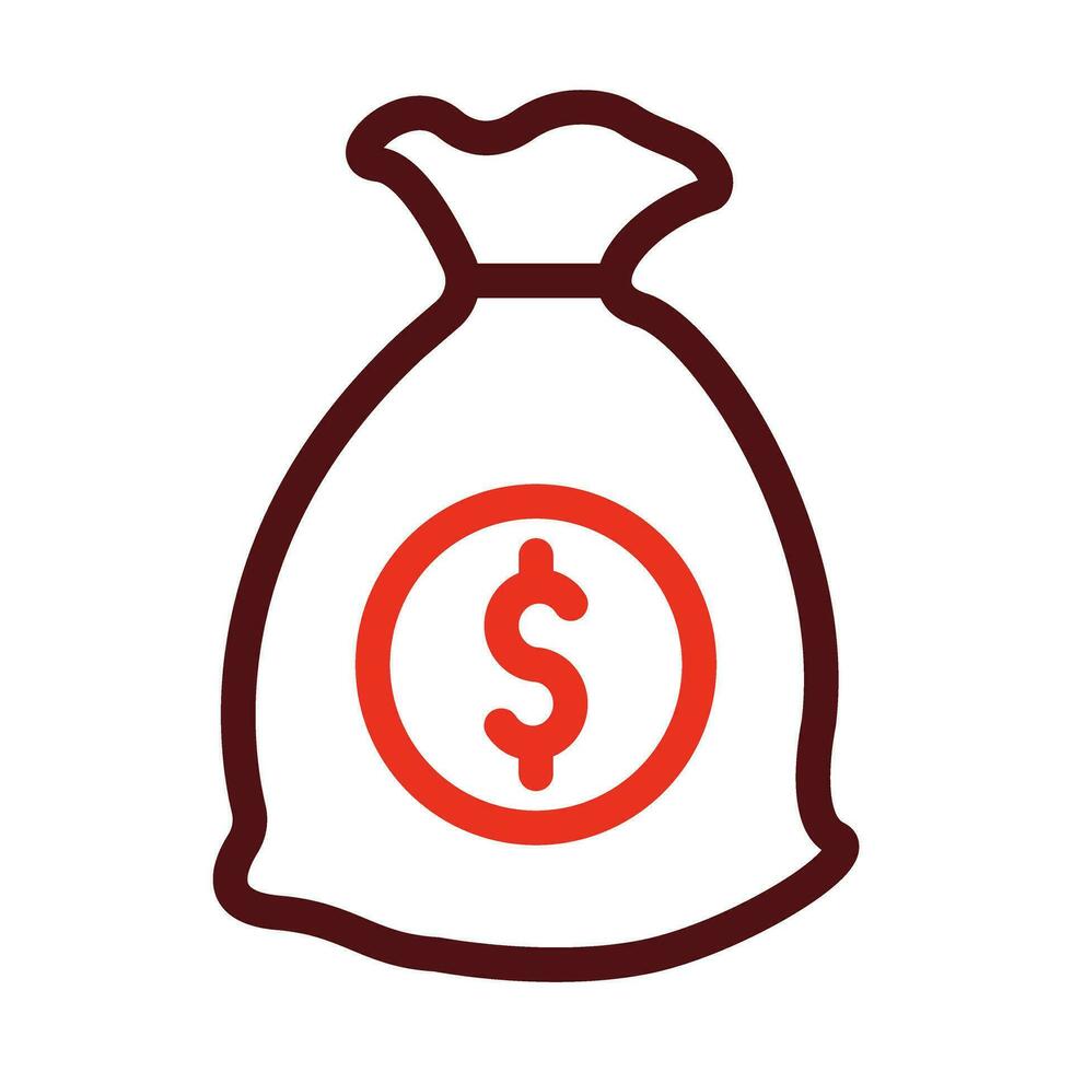 Money Sack Vector Thick Line Two Color Icons For Personal And Commercial Use.