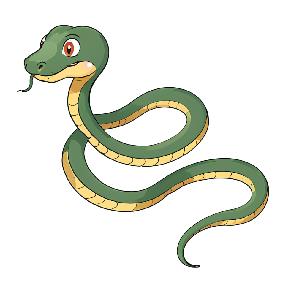 Snake Hand Drawn Cartoon Style Illustration AI Generated png