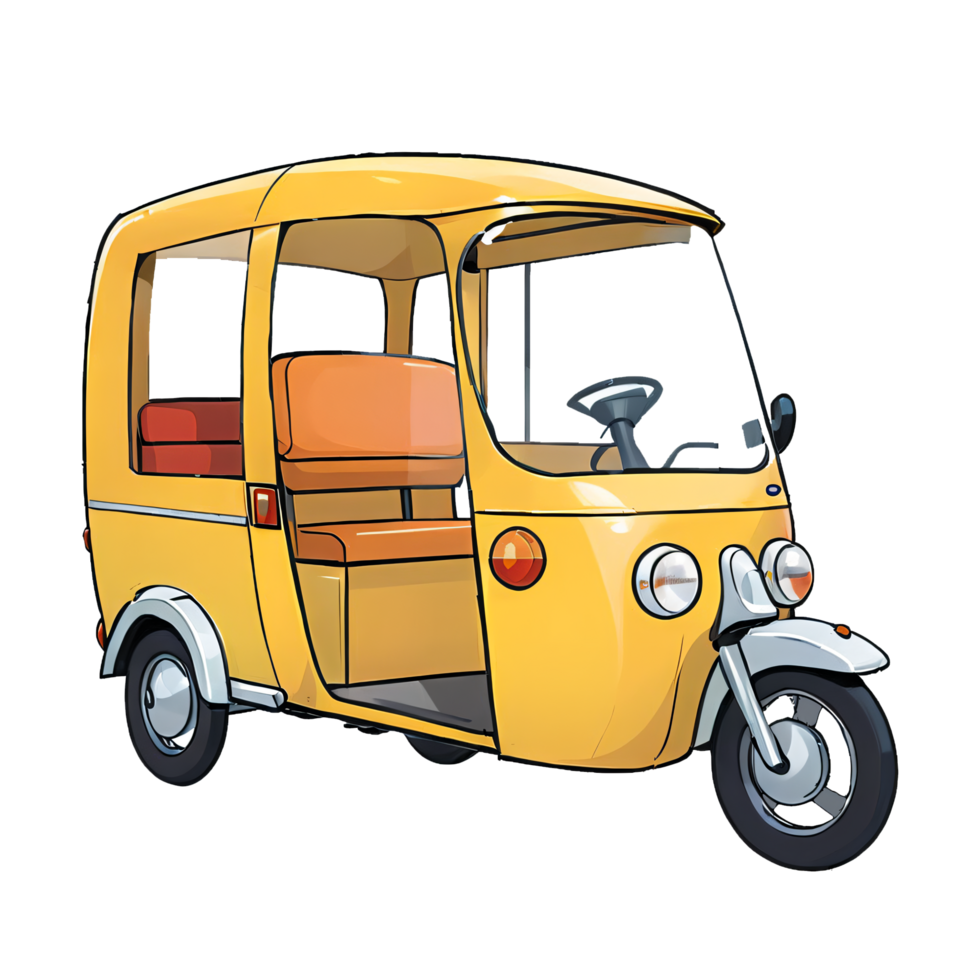 Rickshaw Hand Drawn Cartoon Style Illustration AI Generated png