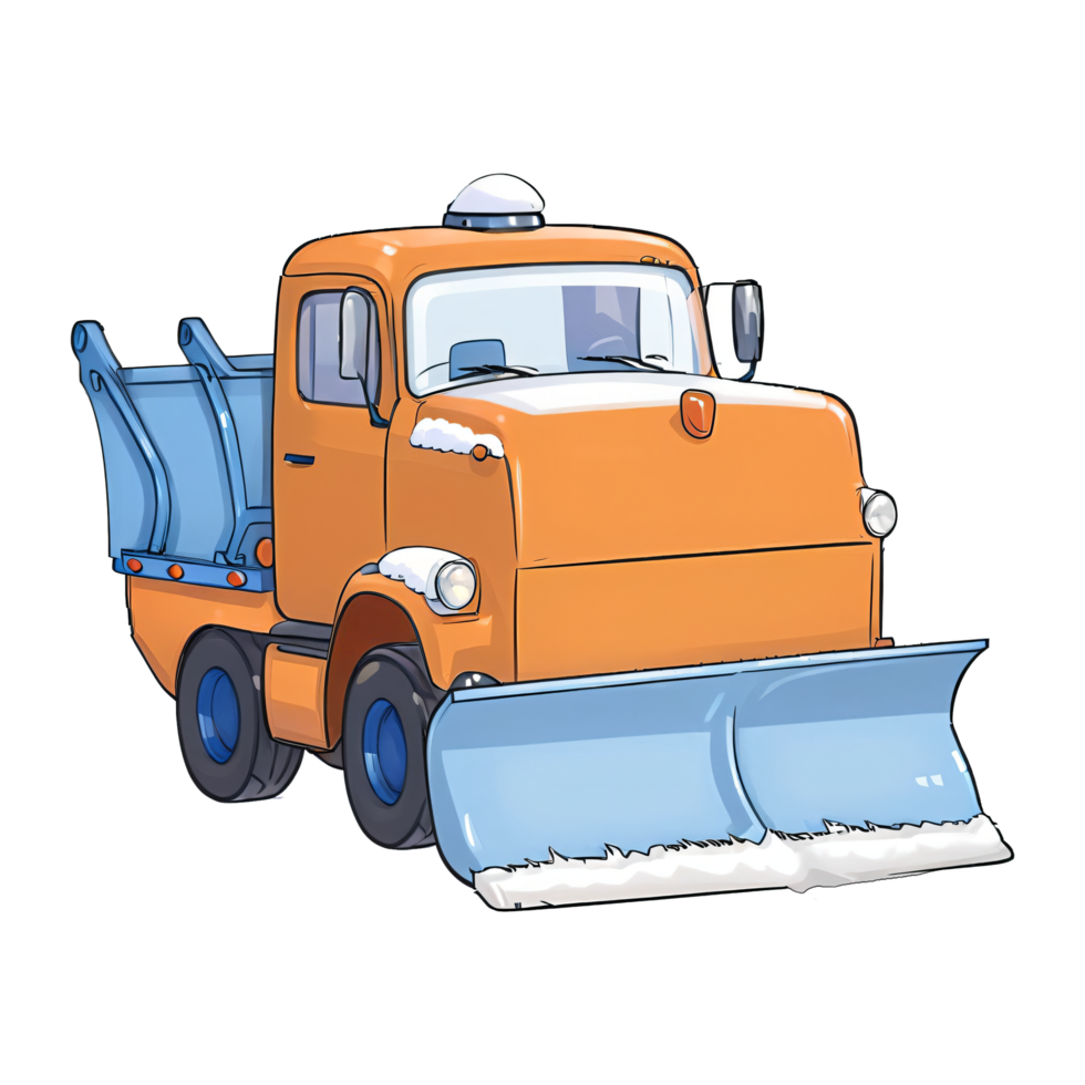 Snowplow Hand Drawn Cartoon Style Illustration AI Generated png