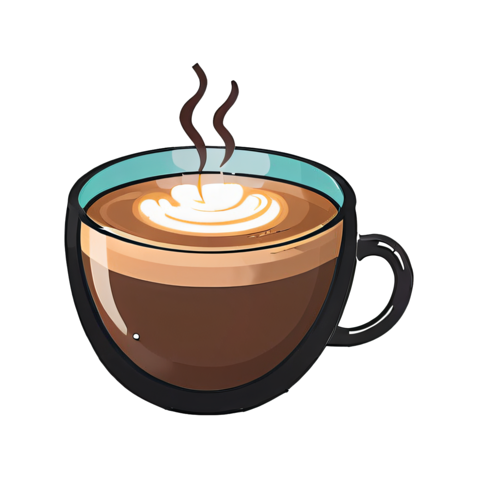 Hot Coffee Cup Hand Drawn Cartoon Style Illustration AI Generated png
