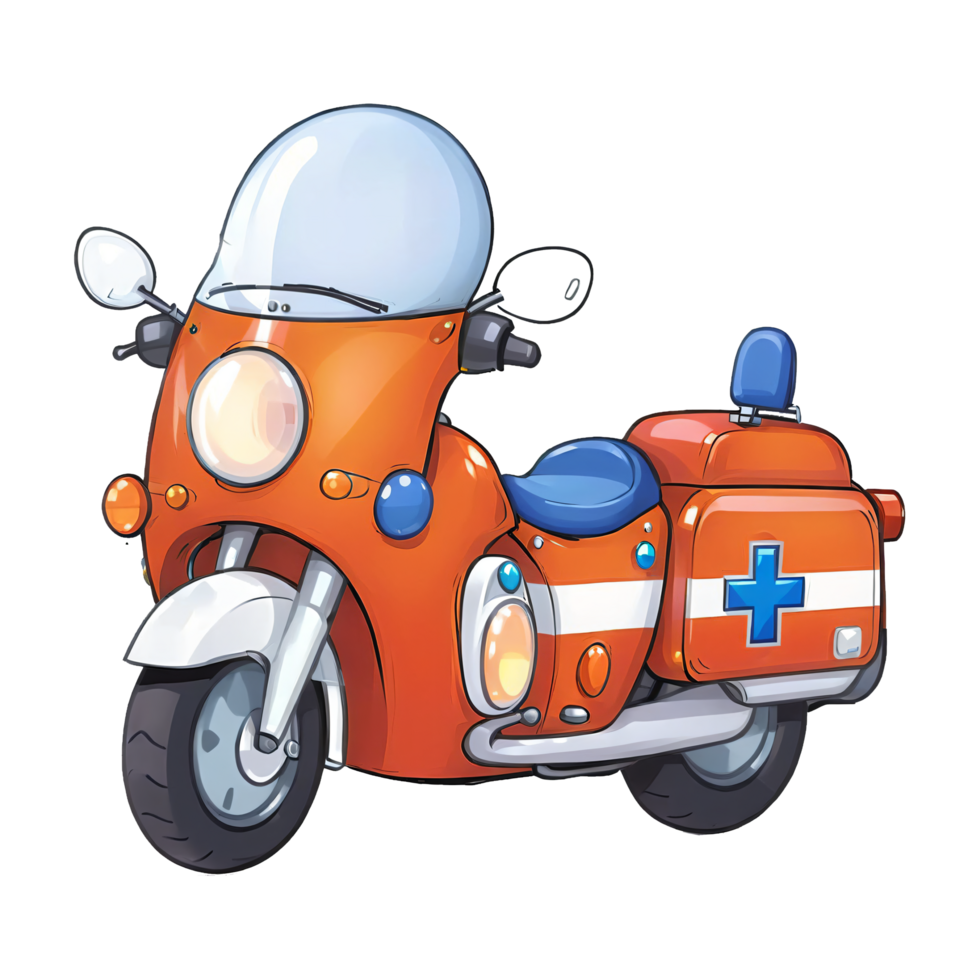 Rescue Bike Hand Drawn Cartoon Style Illustration AI Generated png