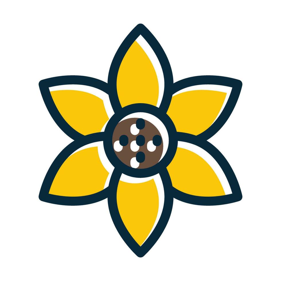 Sunflower Vector Thick Line Filled Dark Colors Icons For Personal And Commercial Use.