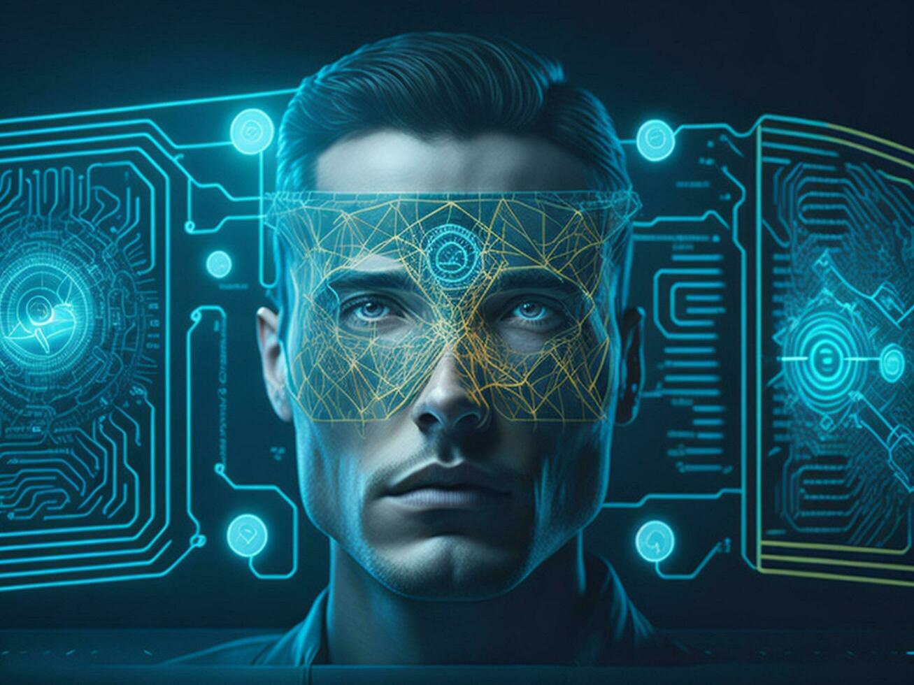 Biometrics identification and cyber security concept technology background ai generate photo