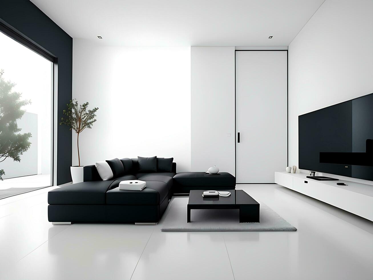 Minimalist interior design of modern living room. ai generate photo