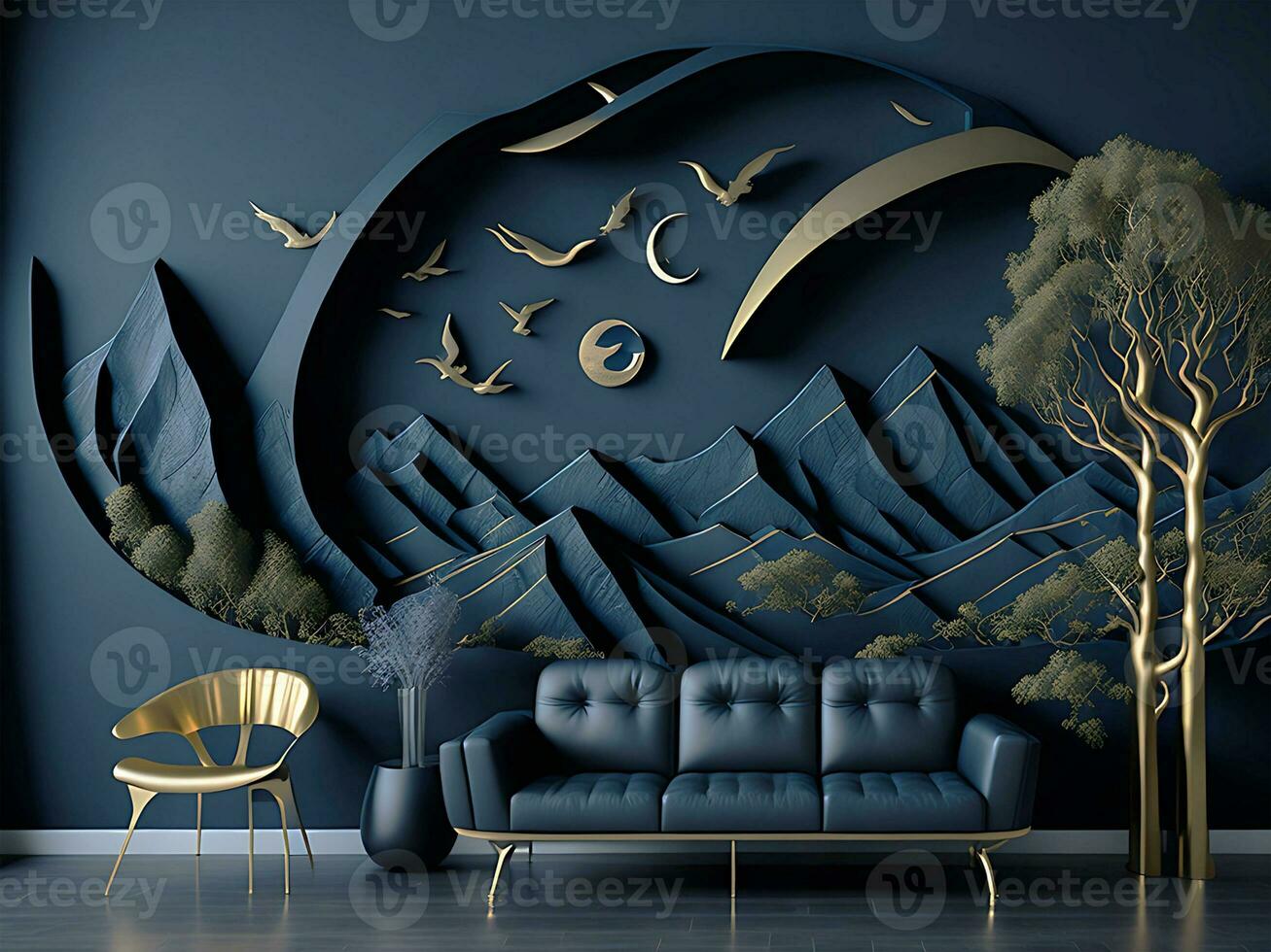 Golden Tree Walpaper Art. Ai generative 26950810 Stock Photo at Vecteezy