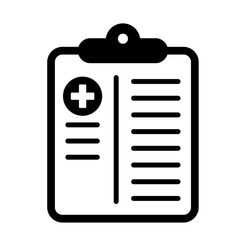 médico grabar icono, médico reporte icono, vector aislado