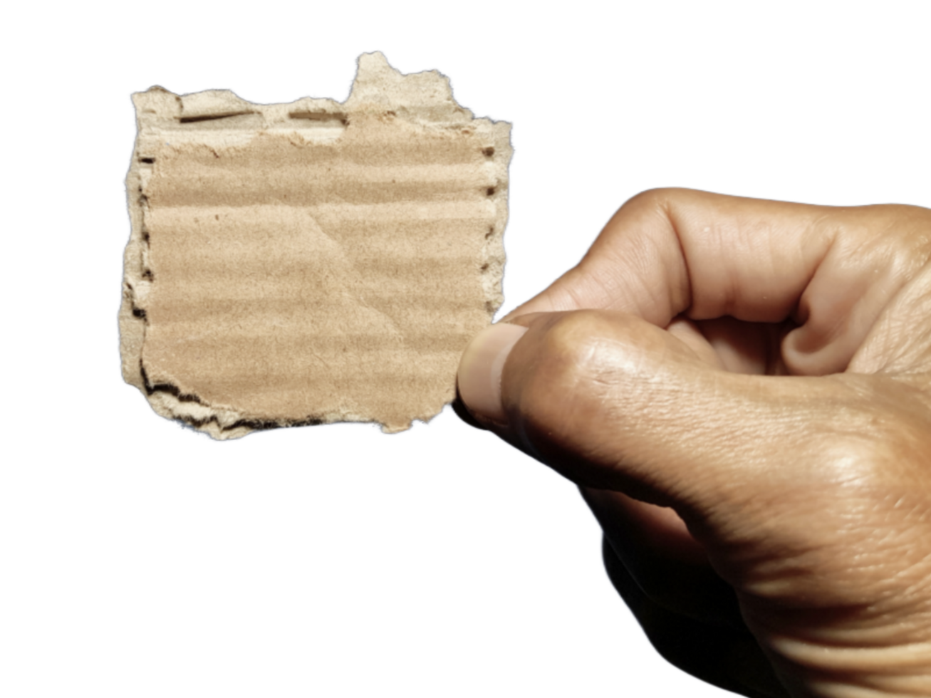 Torn cardboard paper of brown isolated on transparent background for using as text box png
