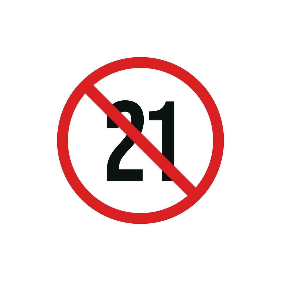 No 21 years old icon sign symbol isolated on white background vector