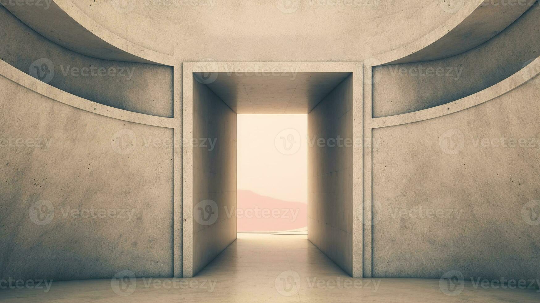 Generative AI, space door in the surreal landscape, sense of healing concept photo