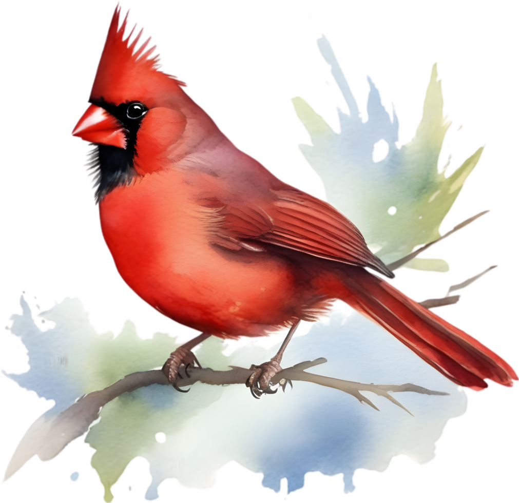 acuarela pinturas de vistoso del Norte cardenal aves. ai-generado. png