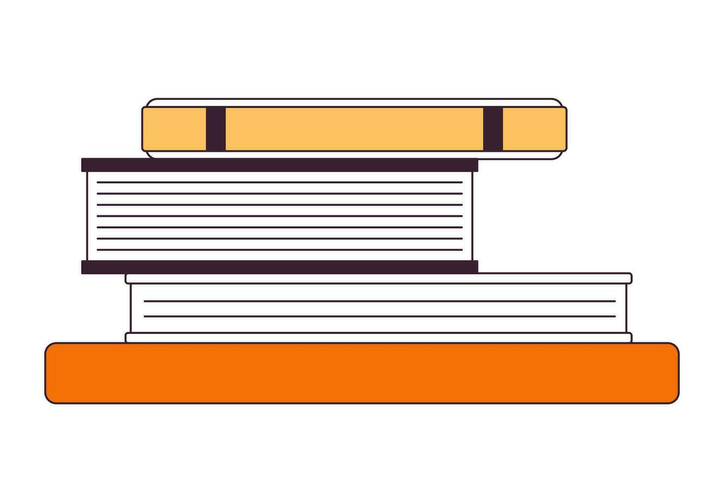 Stacked books textbooks 2D linear cartoon object. Notebook pile. Unfinished homework isolated line vector element white background. College high school. Back to school color flat spot illustration