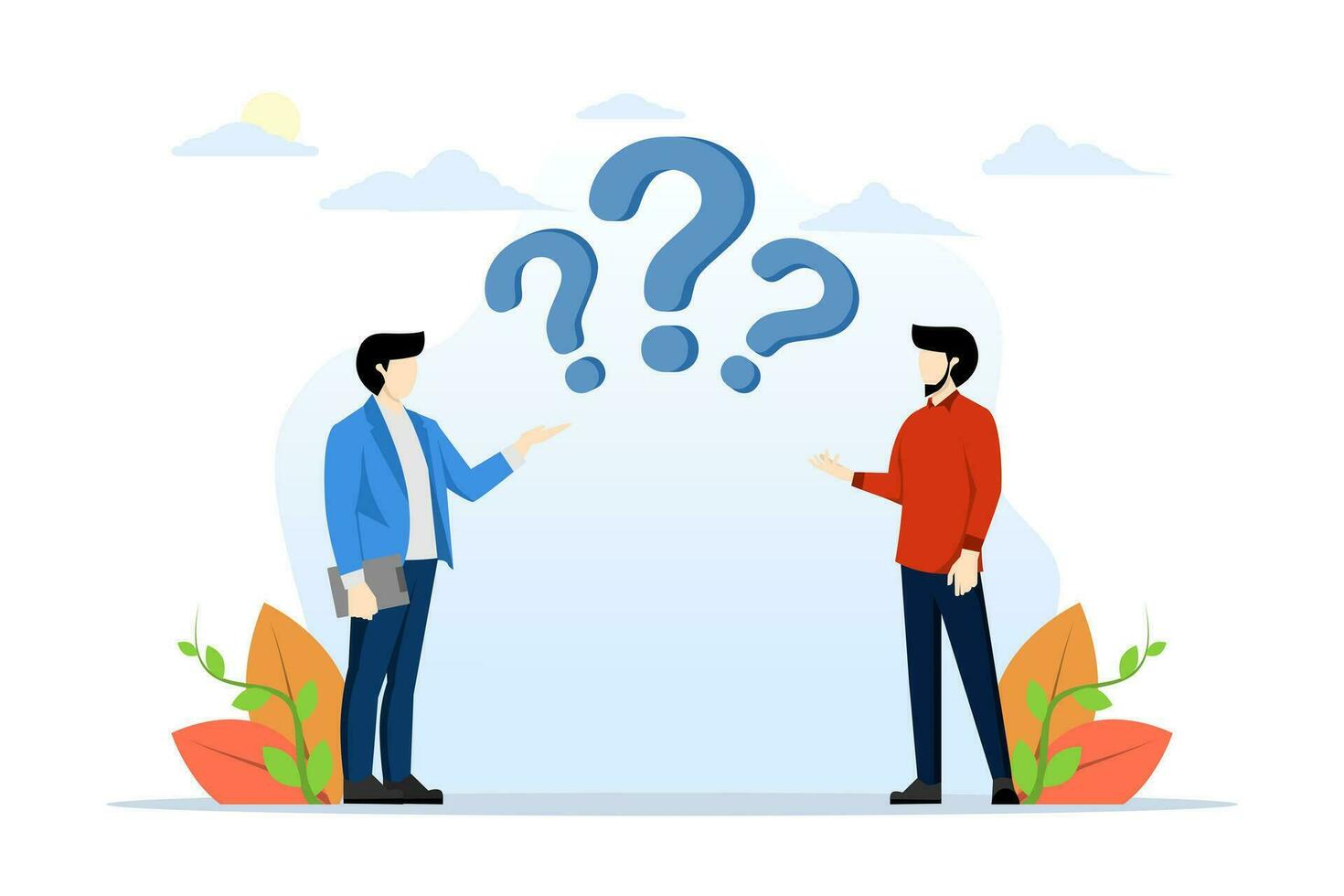 Frequently asked questions concept, people around question mark, suitable for web design, banner, mobile app, landing page, flat vector illustration on white background.