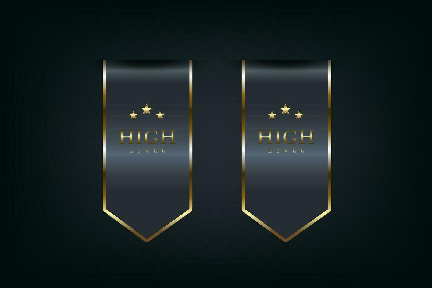 Two High class of luxury Black and Gold Ribbons Vector illustration on dark isolated background used for banner, label, sticker concept