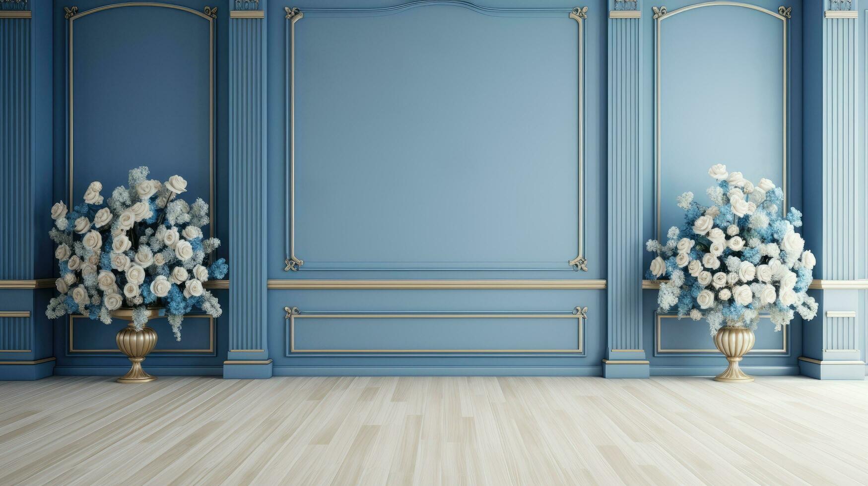 Tranquil Blue Wedding Atmosphere, generative AI photo