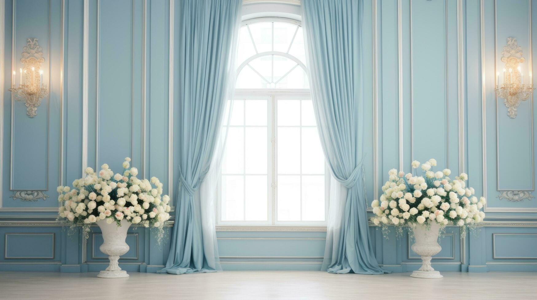 Azure Bliss Wedding Setting, generative AI photo