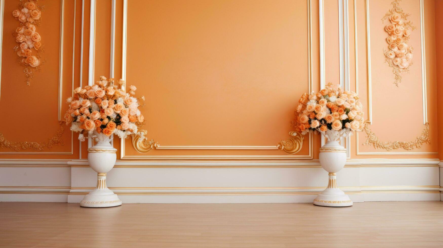 Wedding Backdrop in Shades of Orange, generative AI photo
