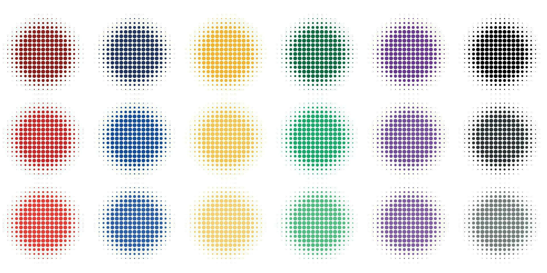 Collection of colorful halftone dot backgrounds vector