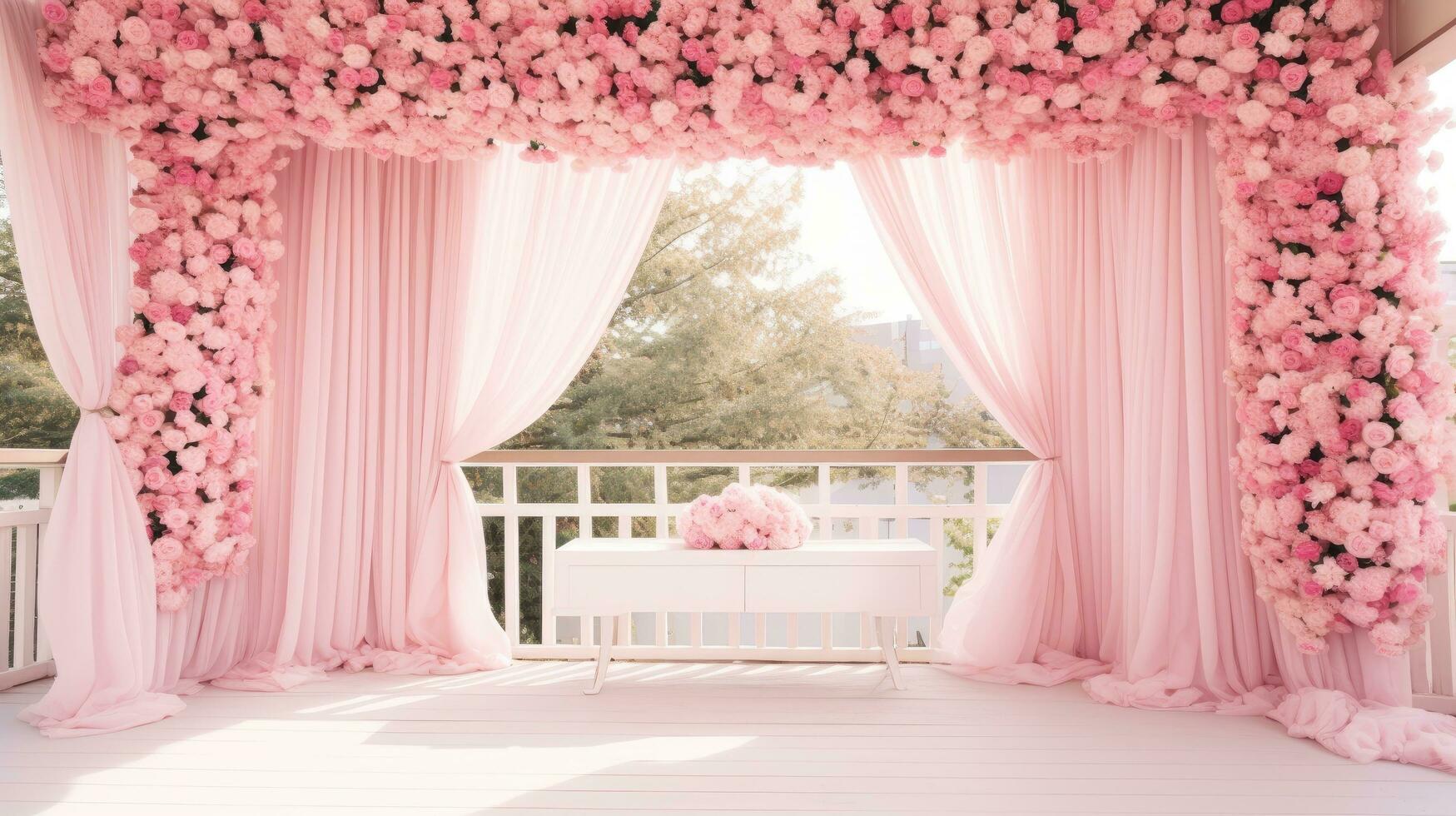 Pink Serenity Wedding Setting, generative AI photo