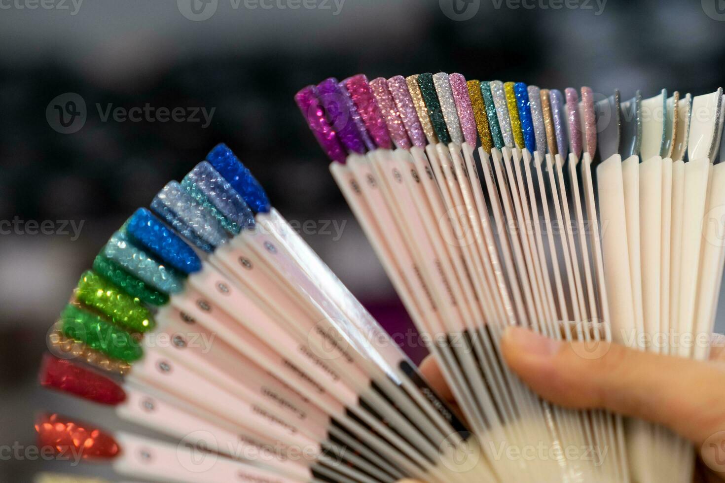 Collection of nails color polish samples. photo